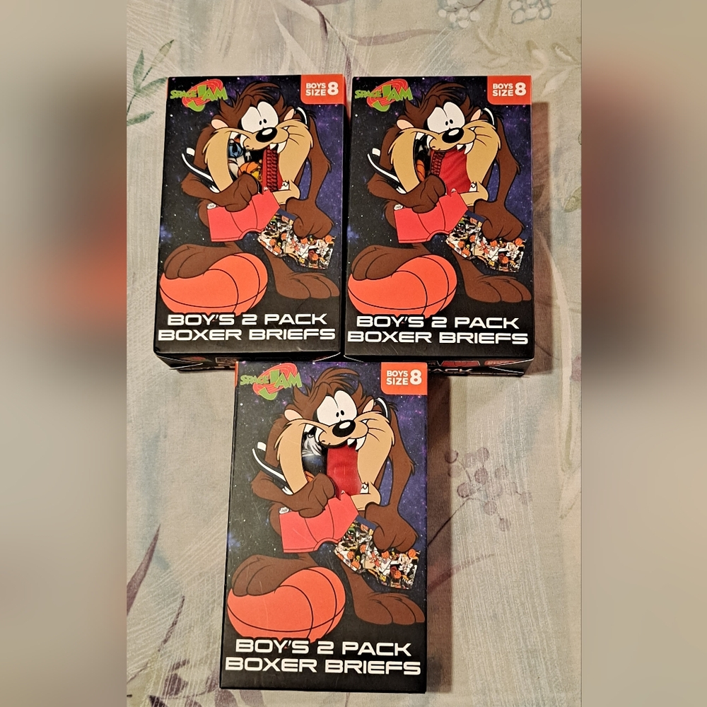 Looney Tunes Space Jam  Boys' 6 Pairs Boxer Briefs - Taz Graphic Size 8